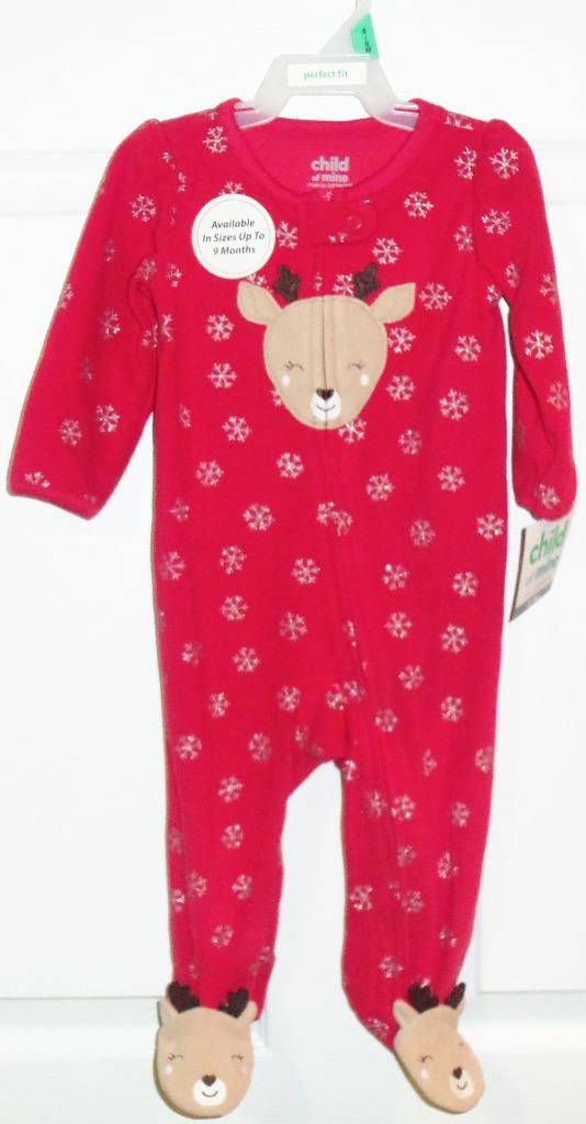 CARTER'S CHILD OF MINE Sleeper "REINDEER" Size NB, 0-3m ,3-6m, 6-9m NEW - Picture 5 of 5