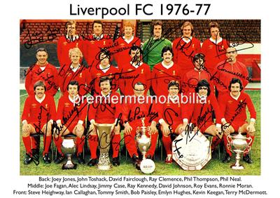 Liverpool Fc 1976 77 Bob Paisley Kevin Keegan Emlyn Hughes 16 Signed Printed Ebay Emlyn hughes, back after two months out injured, put liverpool in front, but the visitors levelled midway through the second half. usd