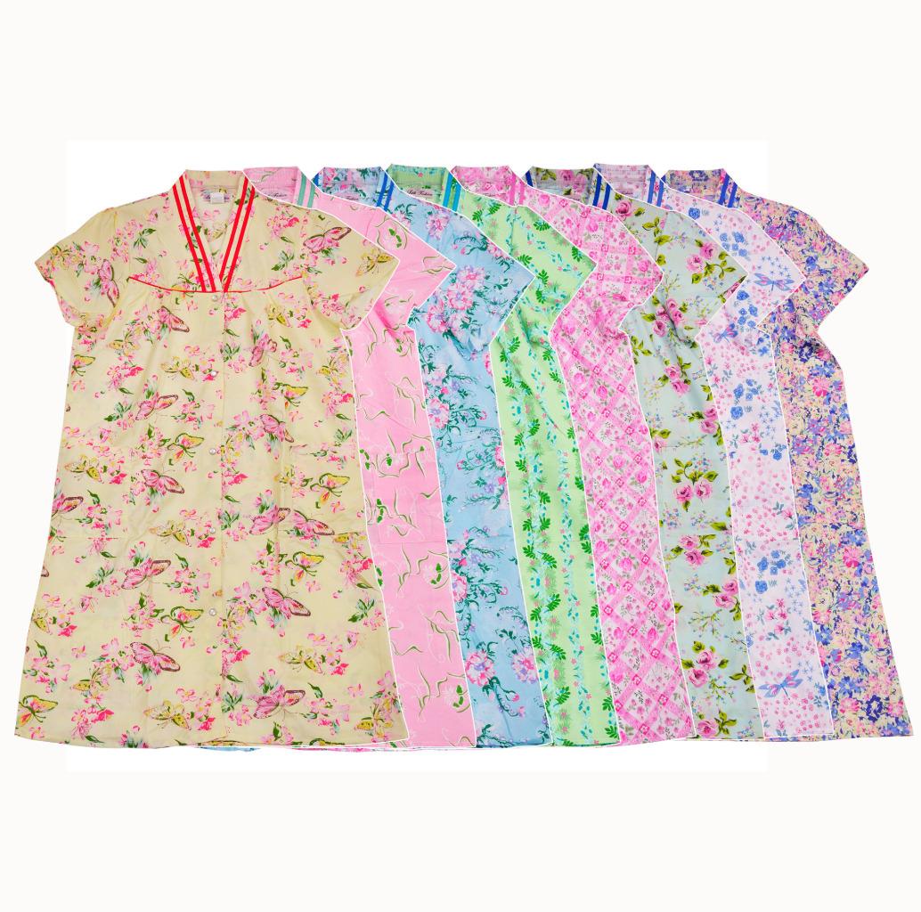 Women's Floral Printed Cotton Housecoat Dusters Robes 1007 M L XL 2X