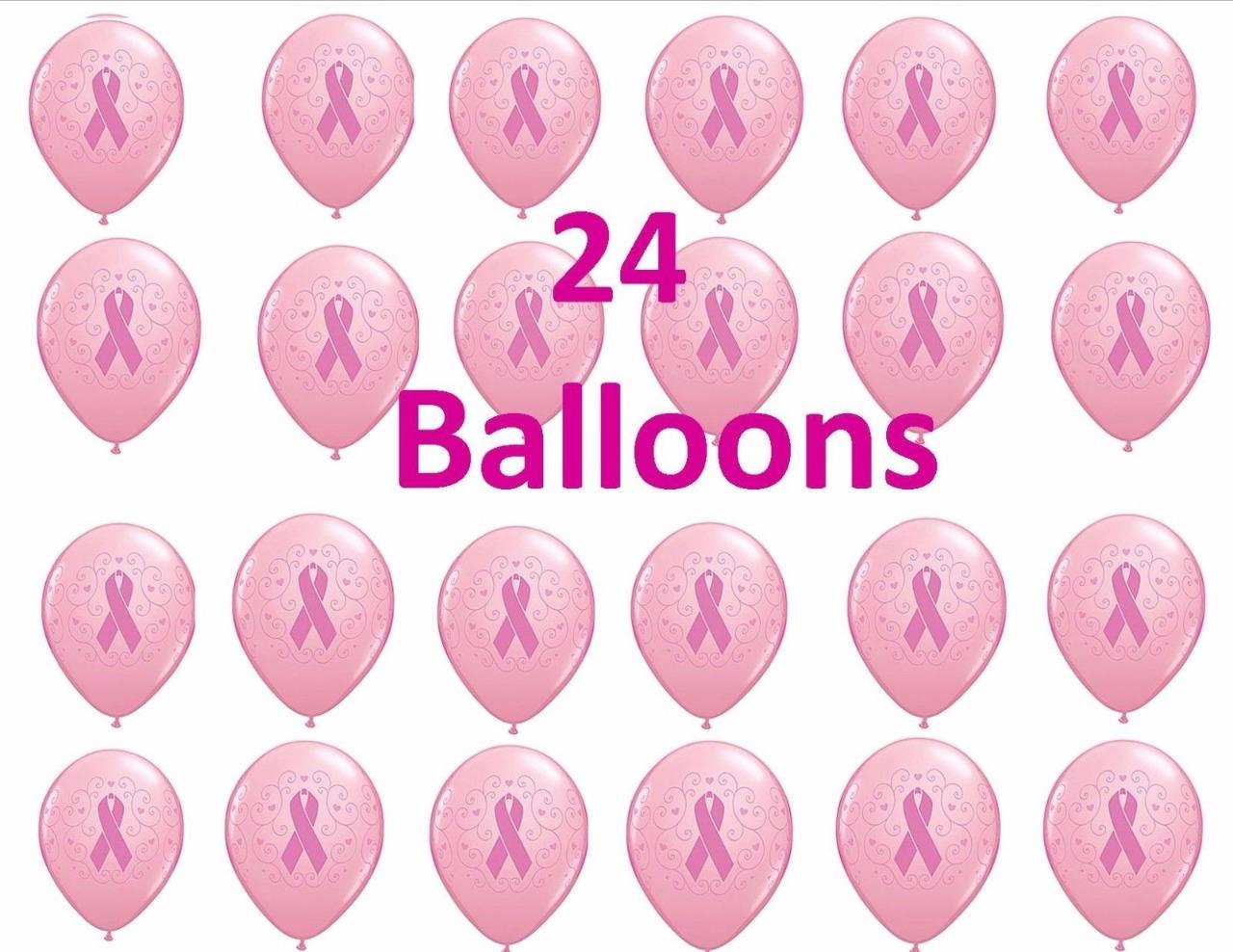 Lot of 12 *WHOLESALE LOT* Pink Ribbon Breast Cancer Awareness Latex Balloons BWT