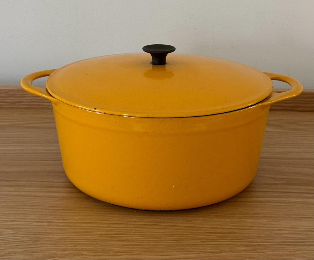 Vintage Cousances Le Creuset Golden Orange Cast Iron 22 Round