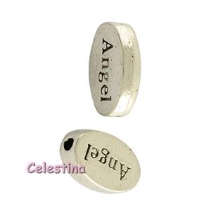 10 Tibetan Silver /"Angel/" Charm Oval Flat Spacer Beads 13 x 8 x 3 CF LF NF