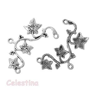 5PCS Tibetan silver flowers branch connector FC15577