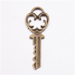 10 x Antique Bronze Love Heart Key Charms Steampunk Alice In Wonderland