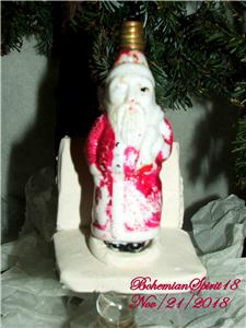 Antique 1930 S Japan Santa Claus Milk Glass Christmas Tree Light