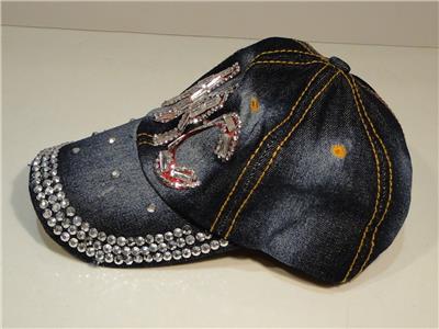 Stars Denim Rhinestone Cap Women Men Bling Studded Baseball