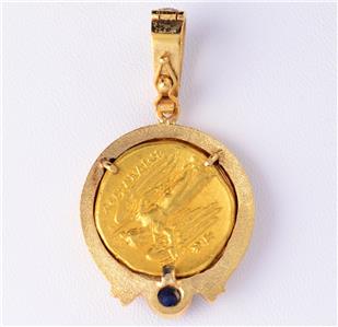 Ancient Greek Gold Athena Coin Alexander the Great in 18kt Gold Pendant 330 BC