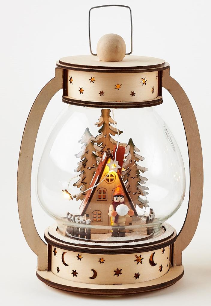 180 Degrees Wood Tree Shaped Christmas Village Winter Lighted Scene