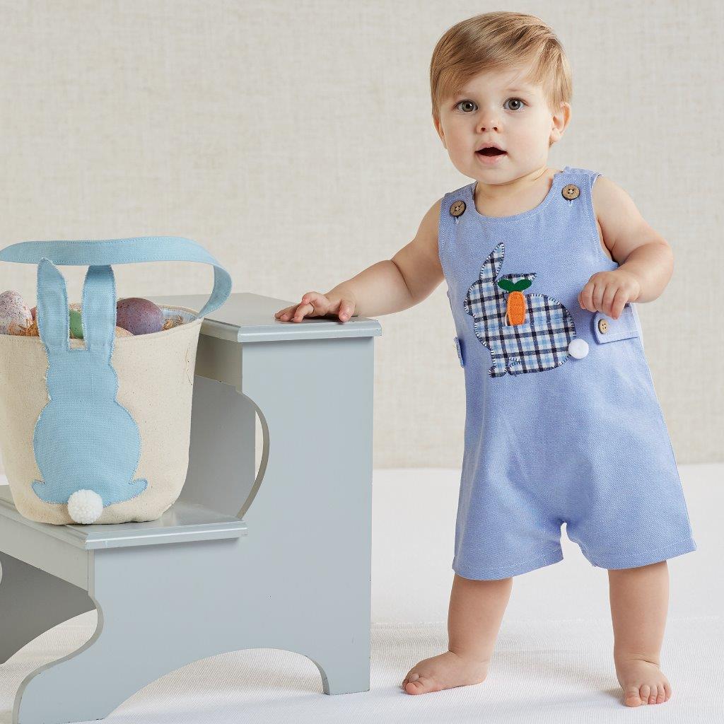 Mud Pie Kids Bucket of Fish Applique Boys Shortalls 1 Pc Set
