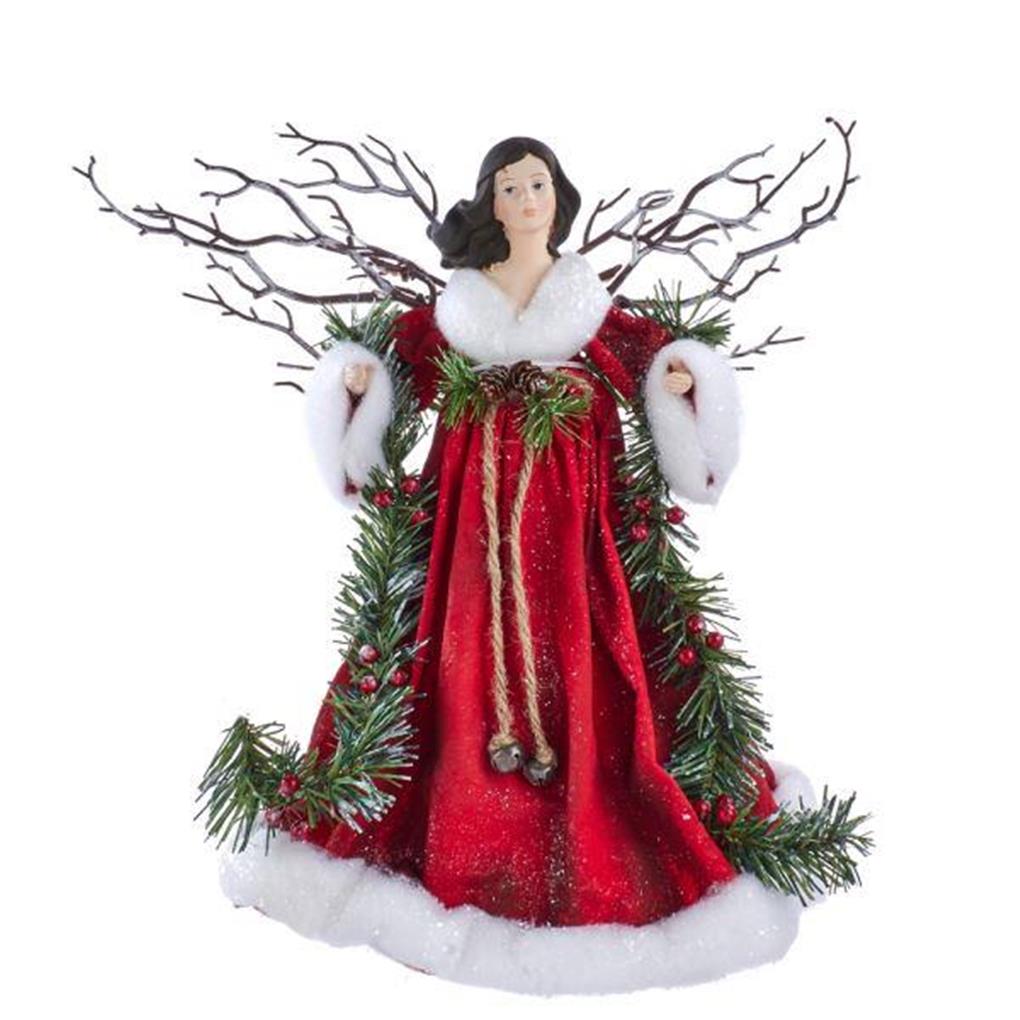 Kurt Adler 14 Woodland Red Christmas Tree Angel Topper Twig Wings