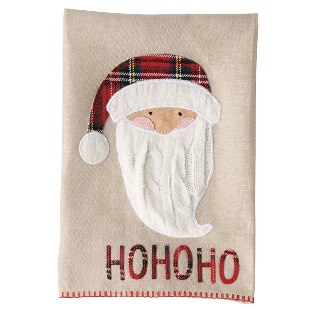 Mud Pie Christmas Santa Tartan Plaid Cable Knit Hand Bath Decor