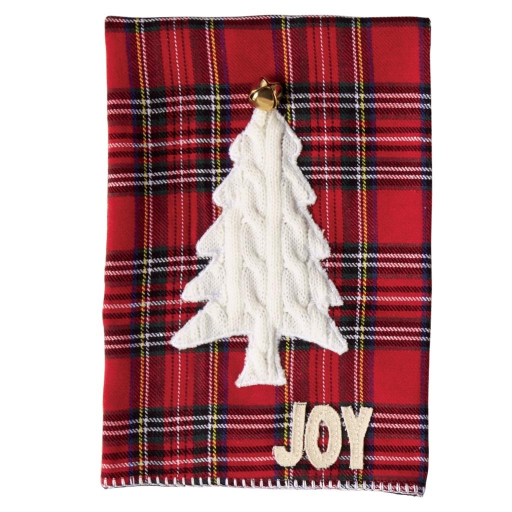Mud Pie Christmas Tartan Plaid Cable Knit Tree Hand Bath Decor