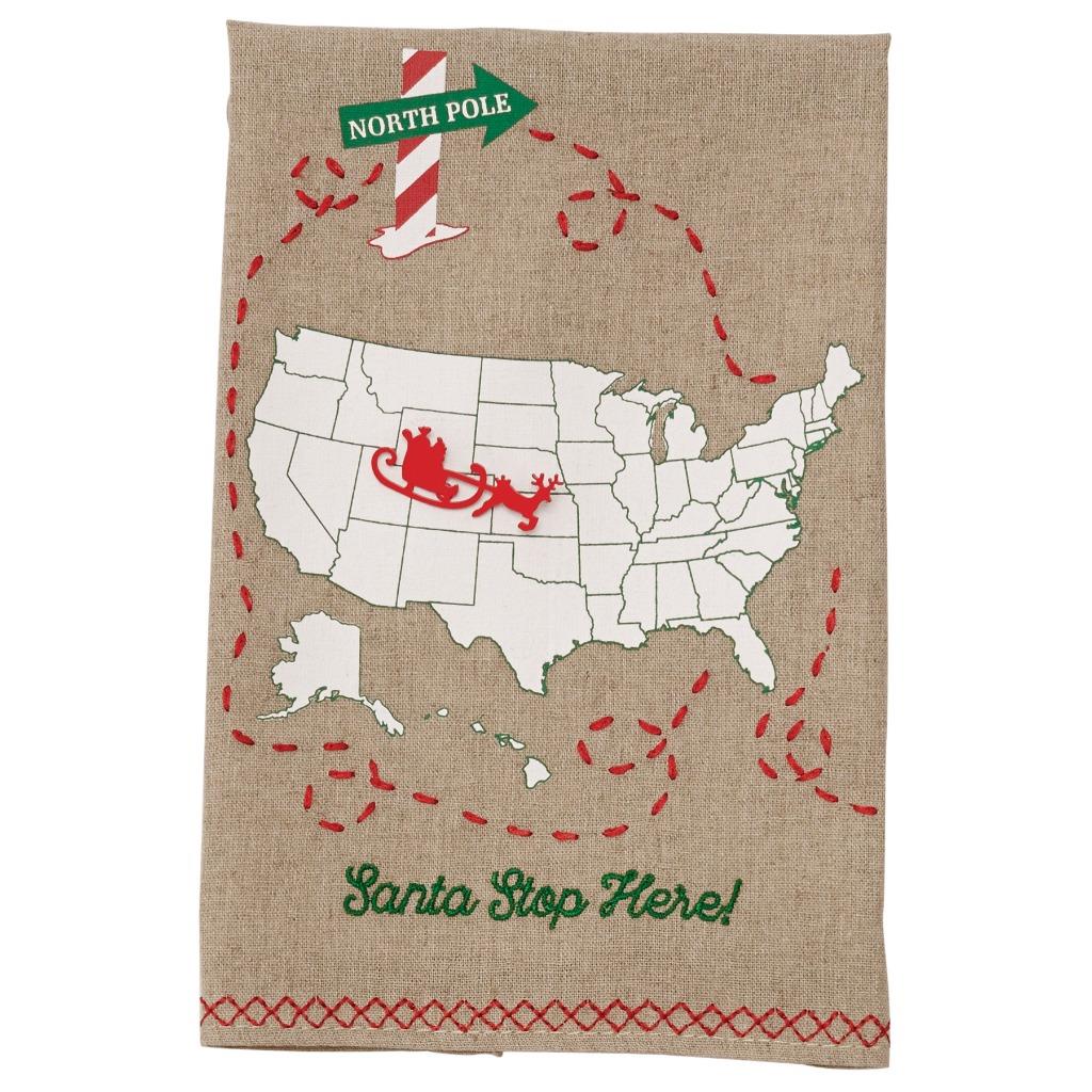 Mud Pie Christmas Santa Stop Here Sleigh Marker Hand Bath Decor