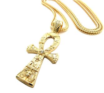 GOLD EGYPTIAN ANKH KEY OF LIFE CROSS PENDANT CHAIN NECKLACE MEEK MILL ...