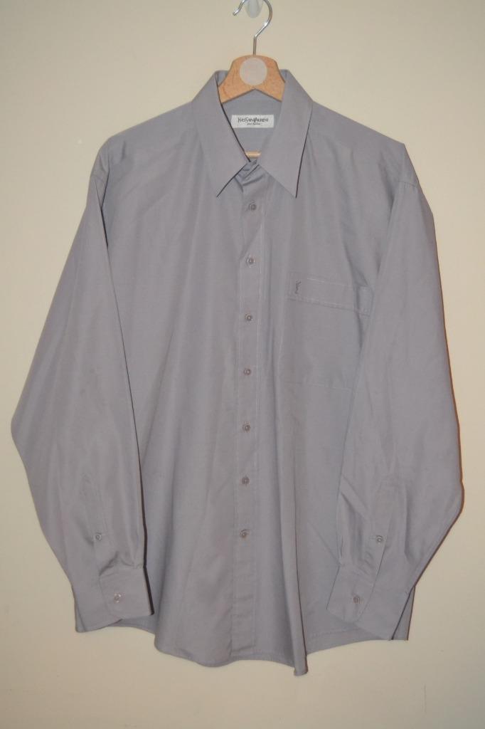 Mens Pale Brown Yves Saint Laurent Ysl Logo Long Sleeve Casual Shirt Uk 42 Ebay