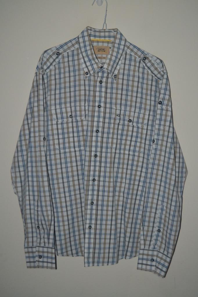 Retro Blue Cream Check Camel Active Modern Fit L S Casual Shirt
