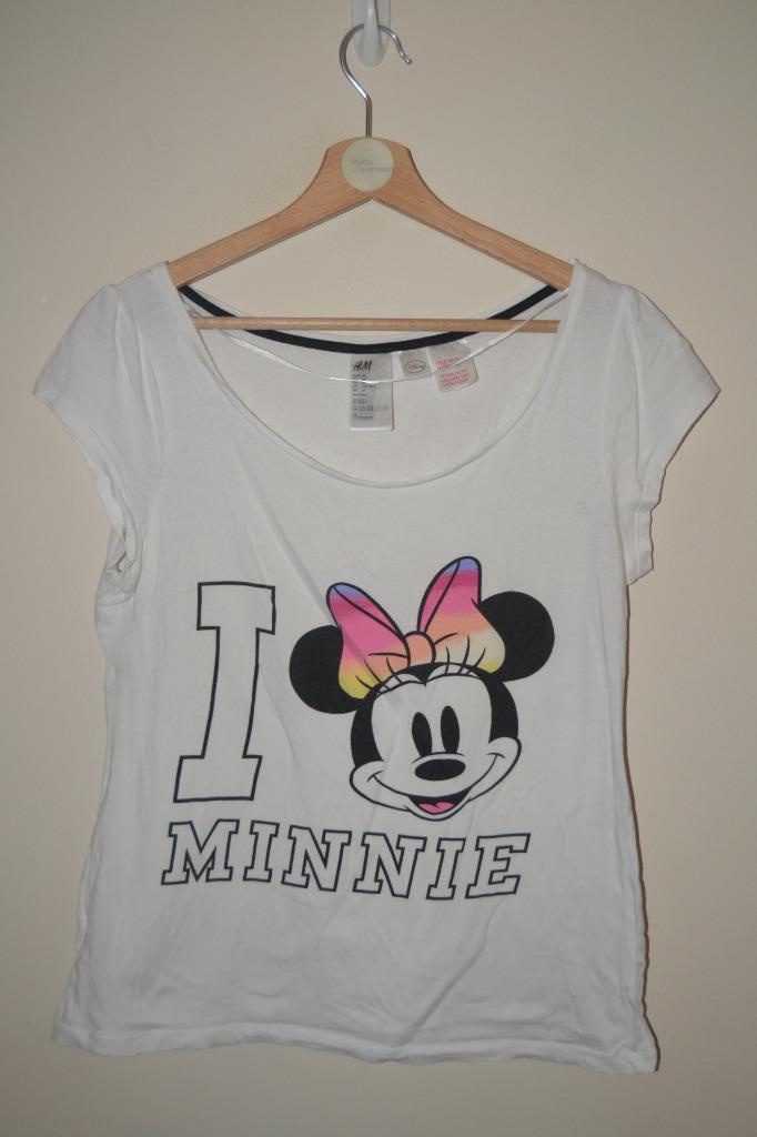 Womens White Disney H M I Love Minnie Mouse Print T Shirt Top Uk