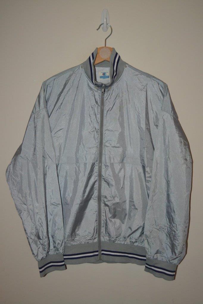 champion windbreaker silver