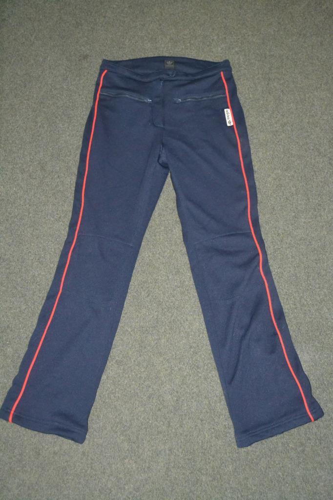 navy blue and red adidas pants