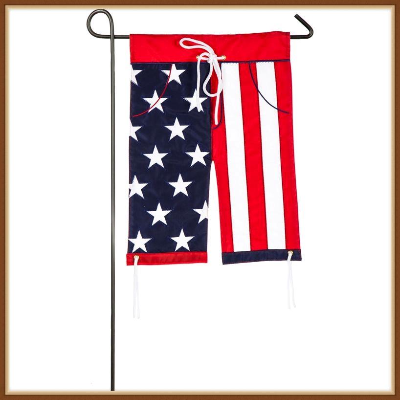 EVERGREEN GARDEN FLAG * PATRIOTIC SWIM TRUNKS * EMBELISHED APPLIQUE' - BRAND NEW main product image