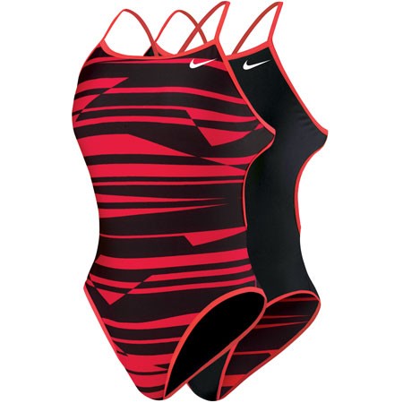 Nike Womens One Piece Swimsuit Shadow Stripe Reversible Cut Out One ...
