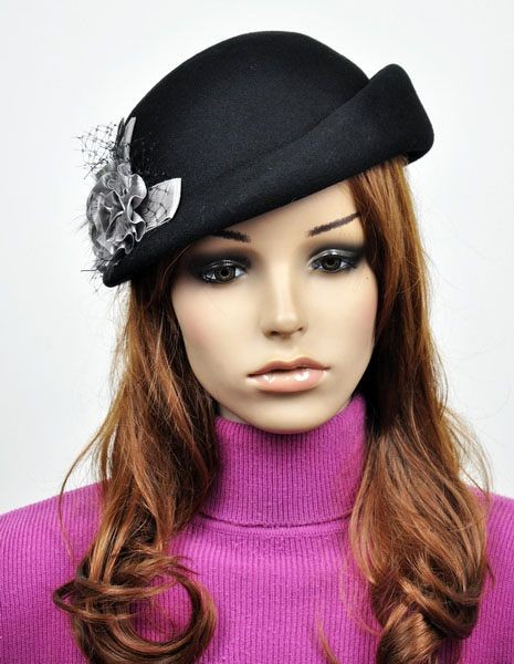 JM59 Elegant Lace 100% Wool Women's Winter Church Tea Dress Hat Cap ...