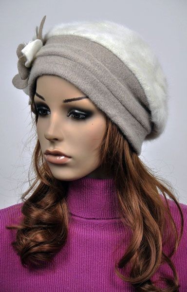 JM72 Rabbit Fur & Wool Women's Winter Hat Beanie Cap Cute 3D Flowers ...