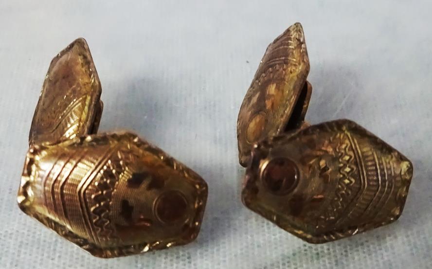 Vintage 1920s Hexagon Art Deco Era Antique Talon Grip Cufflinks