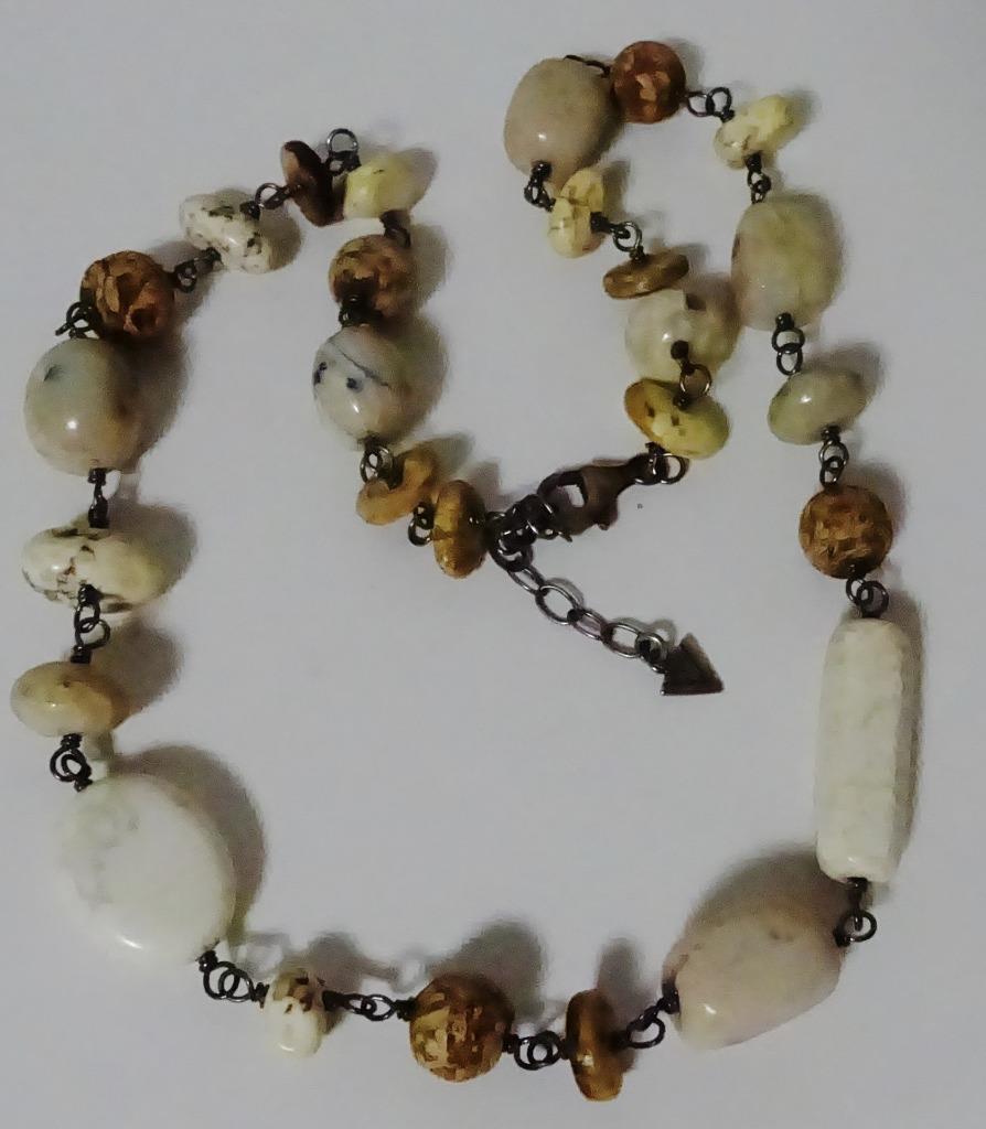 SILPADA Sterling Silver Cream White Tan Stone Beaded Necklace