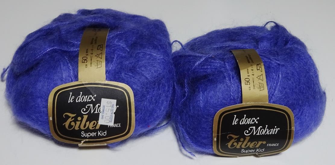 TWO TIBER France 50 gr. Le Doux 80% Super Kid Mohair Yarn Blue New