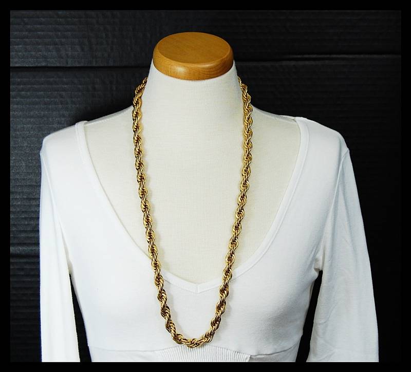 Thick & Heavy Gold Plated Twist Vintage Necklace Signed NAPIER 183.5 ...