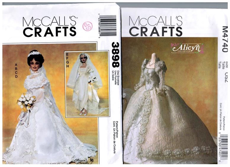 Mccalls 3898 4740 Barbie 11 1 2 Doll Bridal Dress Gown Pattern S