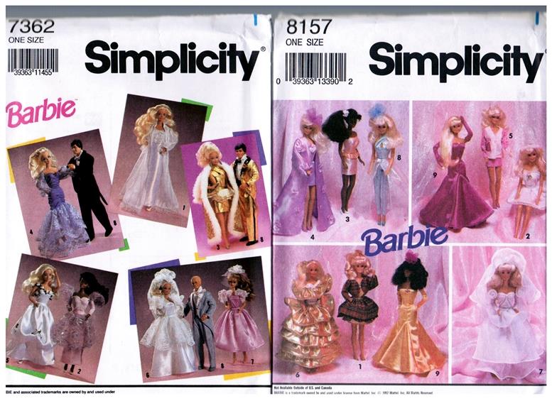 Simplicity 7362 & 8157 Barbie & Ken 11 1/2