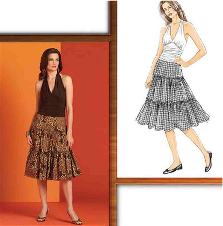 B 4979 Sewing Pattern Uncut Misses' Backless Dress Tiered Skirt | eBay