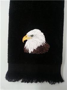 bald eagle fingertip TOWEL cabin black applique FREE SHIP patriotic bird