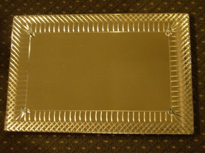 Vintage Art Deco Plateau Etched Vanity Tray Fancy Mirrored Display Heavy Vintage Art Deco Plateau Fancy Etched Vanity Tray Mirrored Display