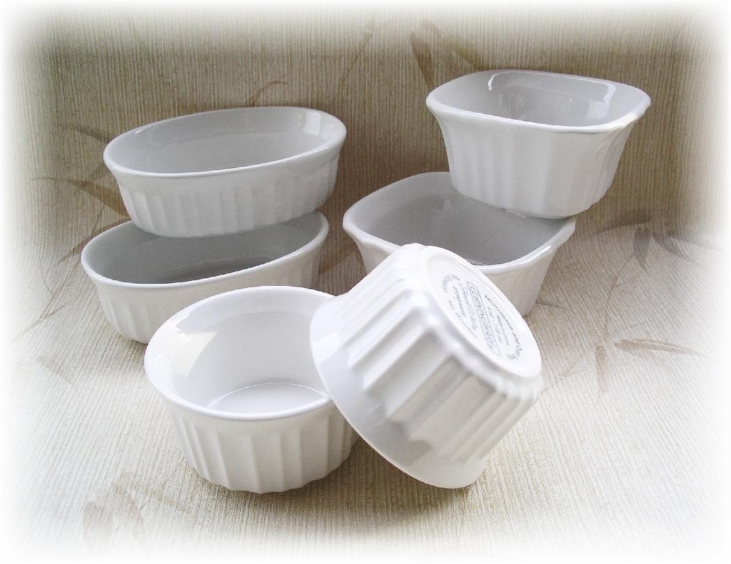 2 Corningware FRENCH WHITE Stoneware RAMEKINS Choose ROUND, OVAL or SQUARE *New eBay