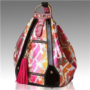 Marino Orlandi Backpack Bucket Purse Metallic Fuchsia Python  display picture 1