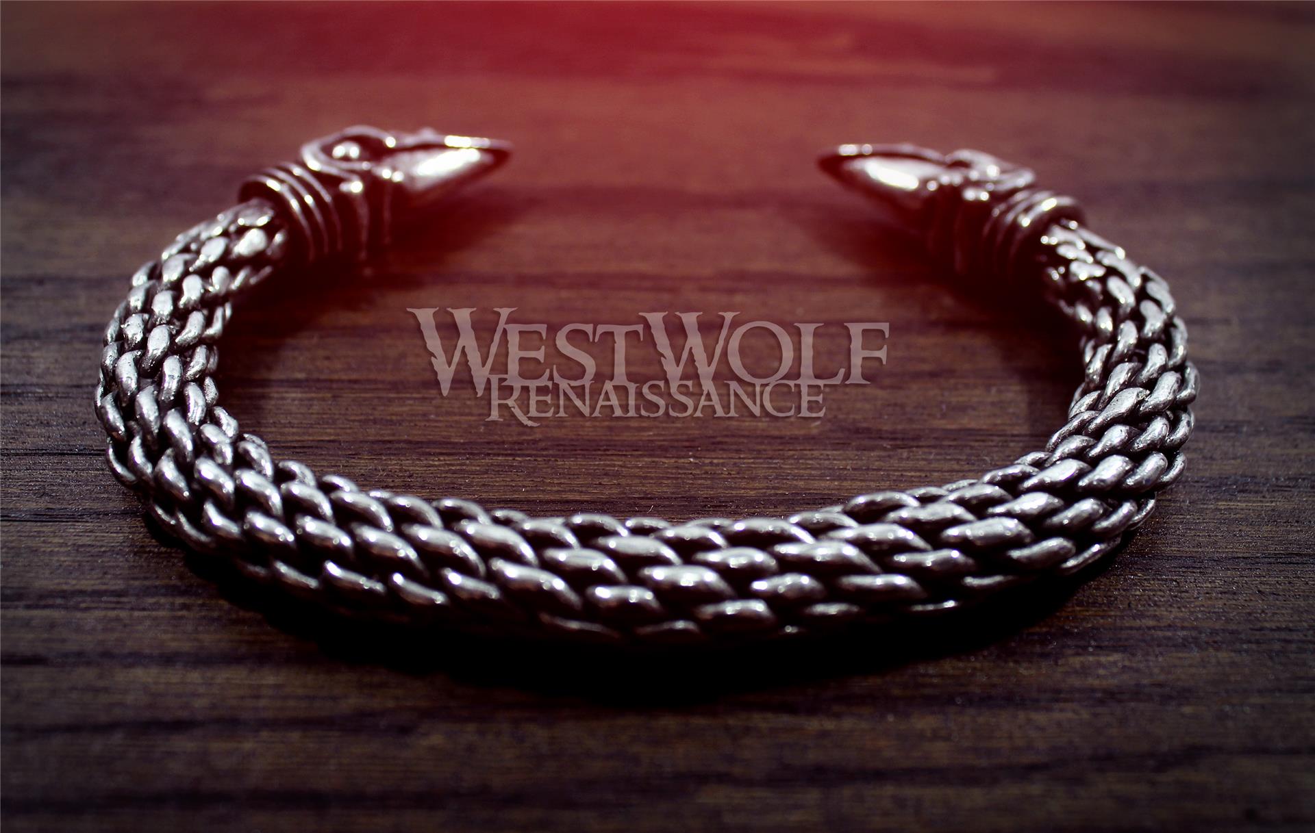 Large Silver Viking Odin's Raven Bracelet/Torc --- Norse/Medieval