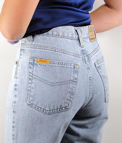 Original Vintage ULTRA HIGH Waist JORDACHE Acid Wash PALE BLUE Denim ...