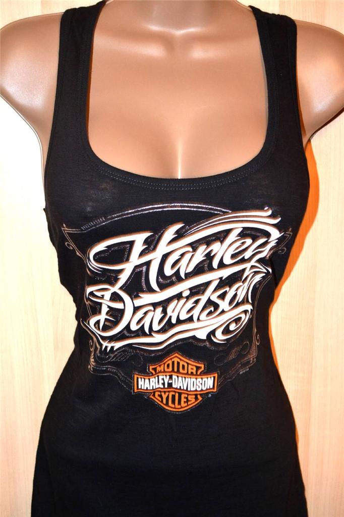 NWT Harley Davidson Black Racerback Silver Foiled Tank Top Shirt | eBay