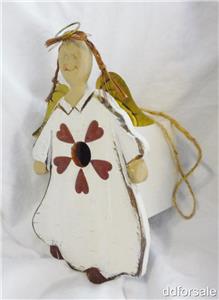 Beautiful Angel Birdhouse Made Of Wood And Decorated With Tin Hearts Amd Wings Ebay