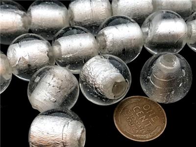 Rare MURANO BLUE SILVER FOIL GLASS STONE old high quality 30 X 15 MM 1 Vintage