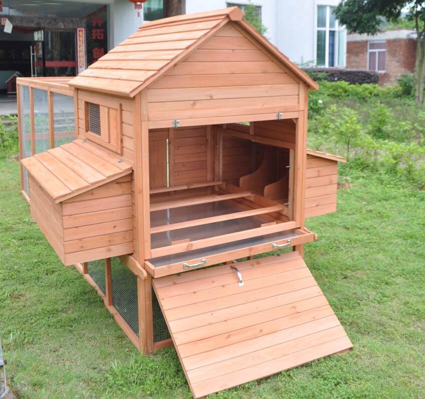 Deluxe 12' Wood Chicken Coop Backyard Hen House 6 nesting box & Run 6