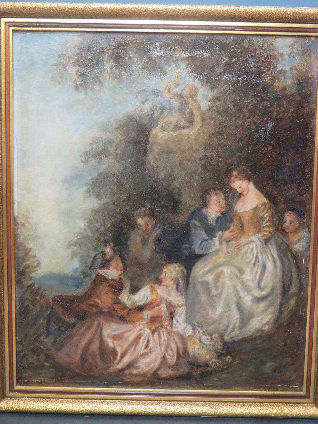Rococó Francés Romántico Escuela aceite 1800s American Art Co J.A. Watteau  PARIS | eBay