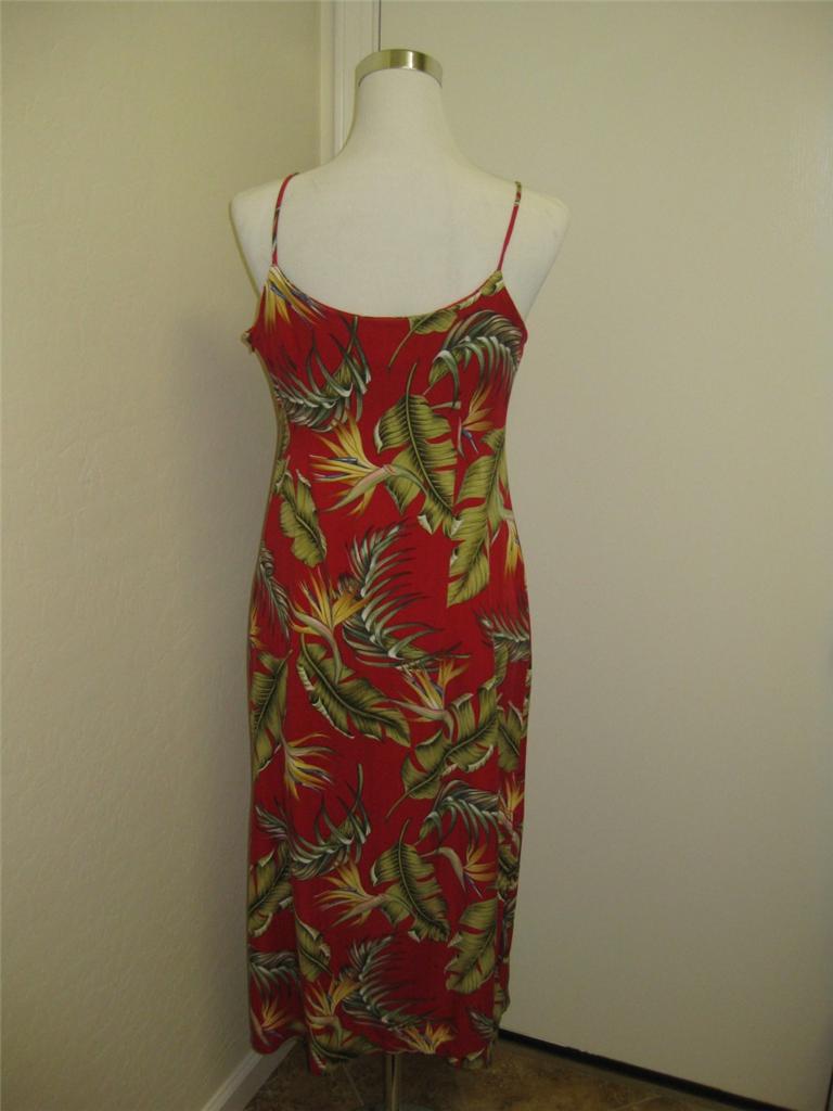 ♥ Caribbean Joe PETITE Sundress Long Hawaiian Floral Dress Maxi Strappy ...