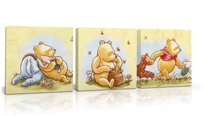 3 X Deep Edge Canvas Pictures Wall Art Classic Winnie The Pooh
