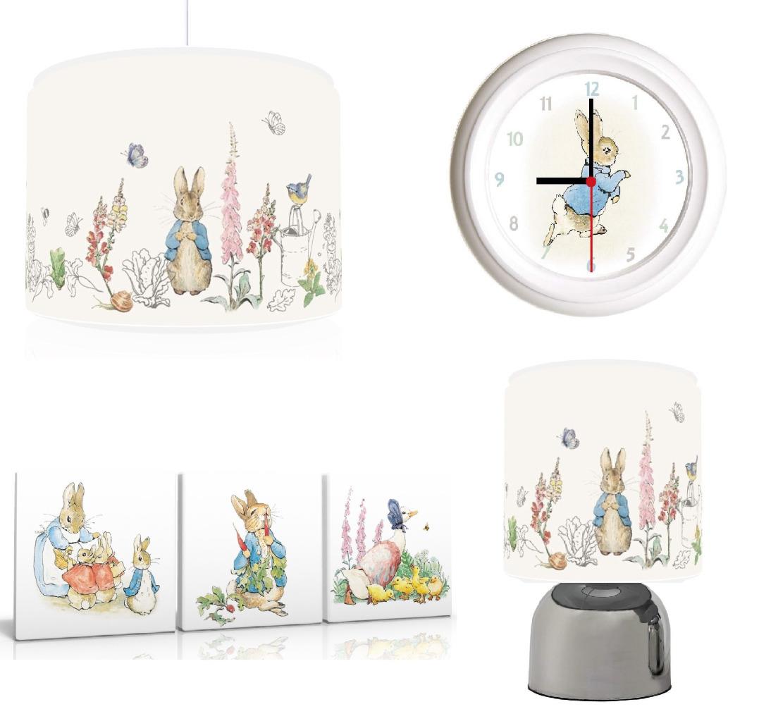 Peter Rabbit Beatrix Potter Bundle Light Shade Lamp Clock Canvas Peter Rabbit Beatrix Potter Bundle Light Shade Lamp