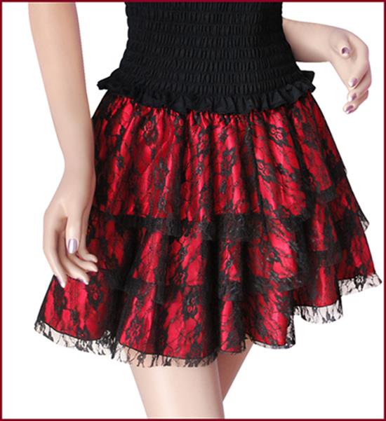 Burlesque Corset Strapless Lace Ruffle Corset Garters Skirt Set-S M L ...
