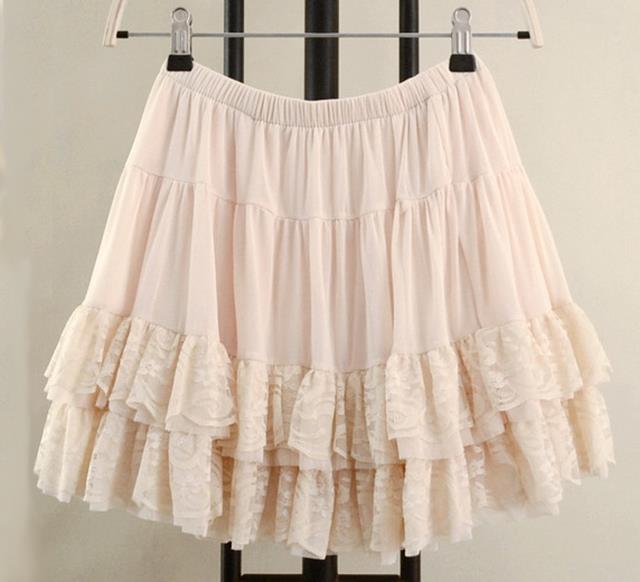 Lolita Lace Mesh Layered Tutu Mini Skirt Petticoat- S/M